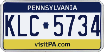 PA license plate KLC5734
