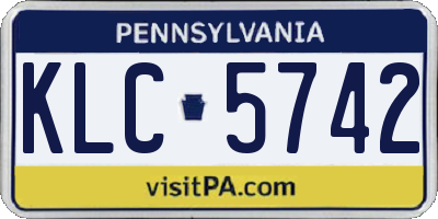 PA license plate KLC5742