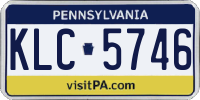 PA license plate KLC5746