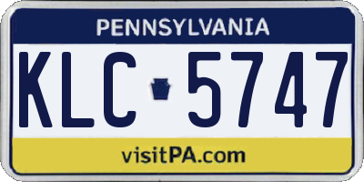 PA license plate KLC5747