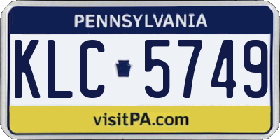 PA license plate KLC5749