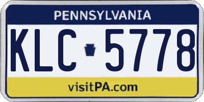 PA license plate KLC5778