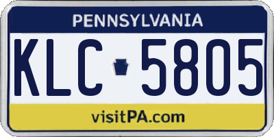 PA license plate KLC5805