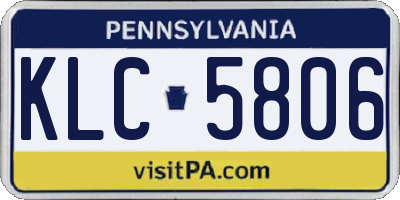 PA license plate KLC5806