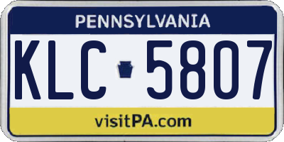 PA license plate KLC5807