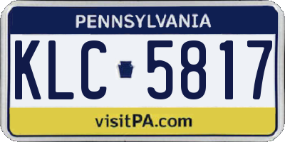 PA license plate KLC5817
