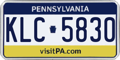 PA license plate KLC5830