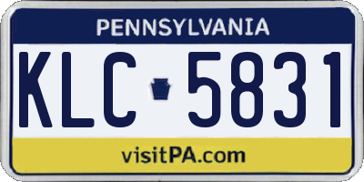 PA license plate KLC5831