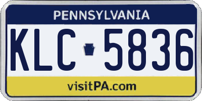 PA license plate KLC5836