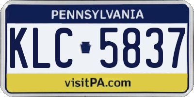 PA license plate KLC5837