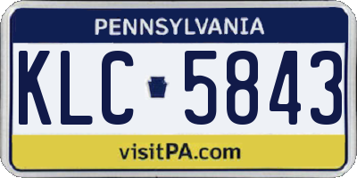 PA license plate KLC5843
