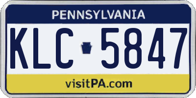 PA license plate KLC5847
