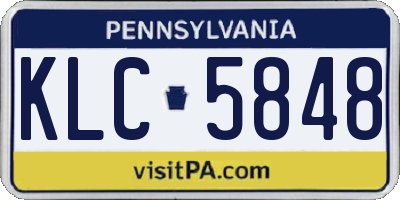 PA license plate KLC5848