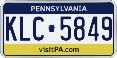 PA license plate KLC5849