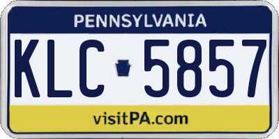 PA license plate KLC5857