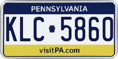 PA license plate KLC5860