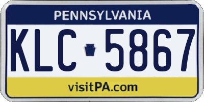 PA license plate KLC5867
