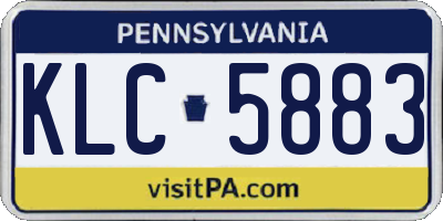PA license plate KLC5883