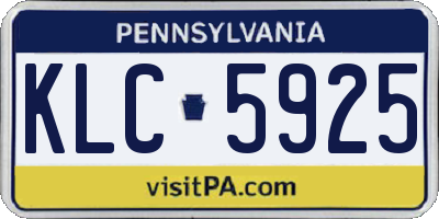 PA license plate KLC5925