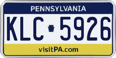 PA license plate KLC5926