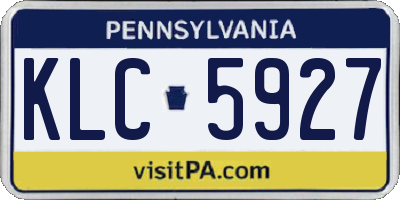 PA license plate KLC5927