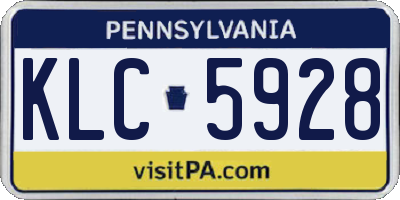 PA license plate KLC5928