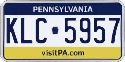 PA license plate KLC5957