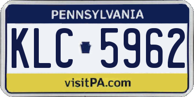 PA license plate KLC5962