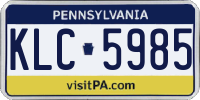 PA license plate KLC5985