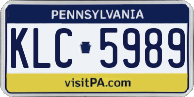 PA license plate KLC5989