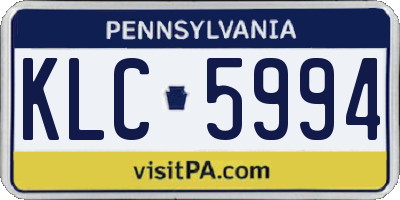 PA license plate KLC5994