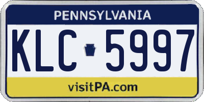 PA license plate KLC5997