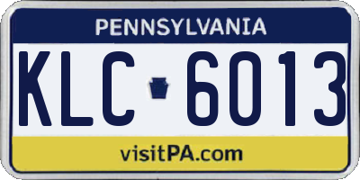 PA license plate KLC6013