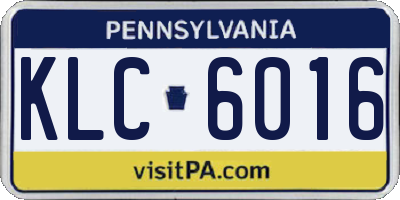 PA license plate KLC6016