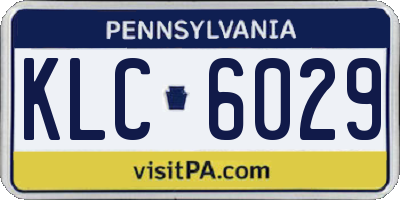 PA license plate KLC6029