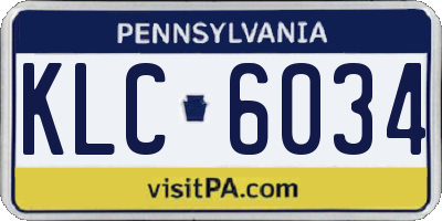 PA license plate KLC6034