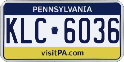 PA license plate KLC6036