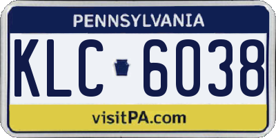 PA license plate KLC6038