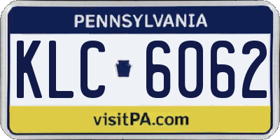 PA license plate KLC6062