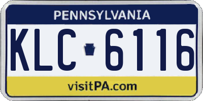 PA license plate KLC6116