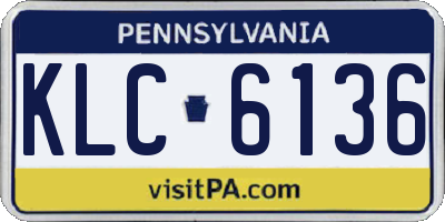 PA license plate KLC6136