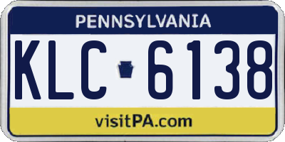 PA license plate KLC6138