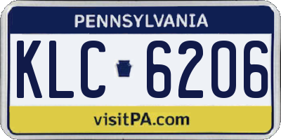 PA license plate KLC6206