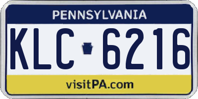 PA license plate KLC6216