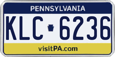 PA license plate KLC6236