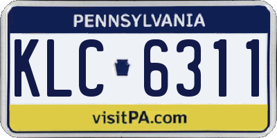 PA license plate KLC6311