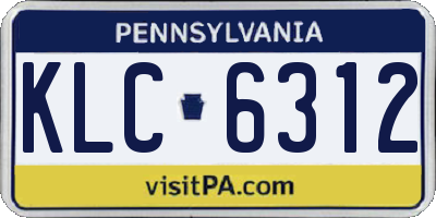 PA license plate KLC6312