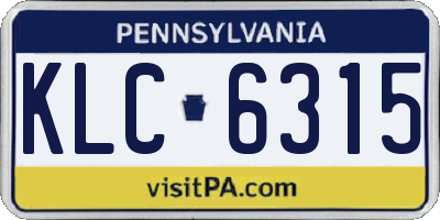 PA license plate KLC6315