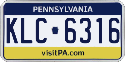 PA license plate KLC6316