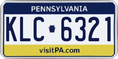 PA license plate KLC6321